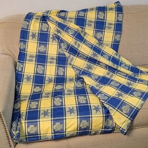Cotton Park Cottage Nautical Coastal Tablecloth, Blue /Yellow, Ocean, 102x57